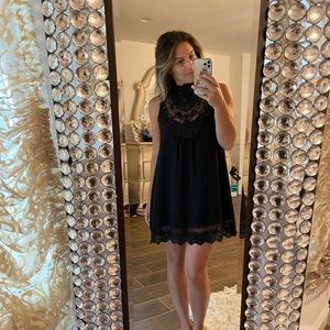 Black lace shift dress